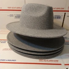 Wholesale Lot of 5 Universal Thread Stylish Gray Felt Fedora Hat Adjustable Size