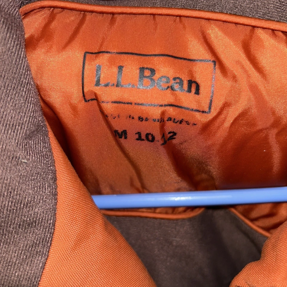 L.L. Bean Orange & Brown Ski Jacket Youth M 10-12 Full Zip Heavy - Image 2 of 4