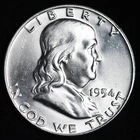 GEM BU UNCIRCULATED UNC MS 1954-D SILVER FRANKLIN HALF DOLLAR BRILLIANT LUSTER