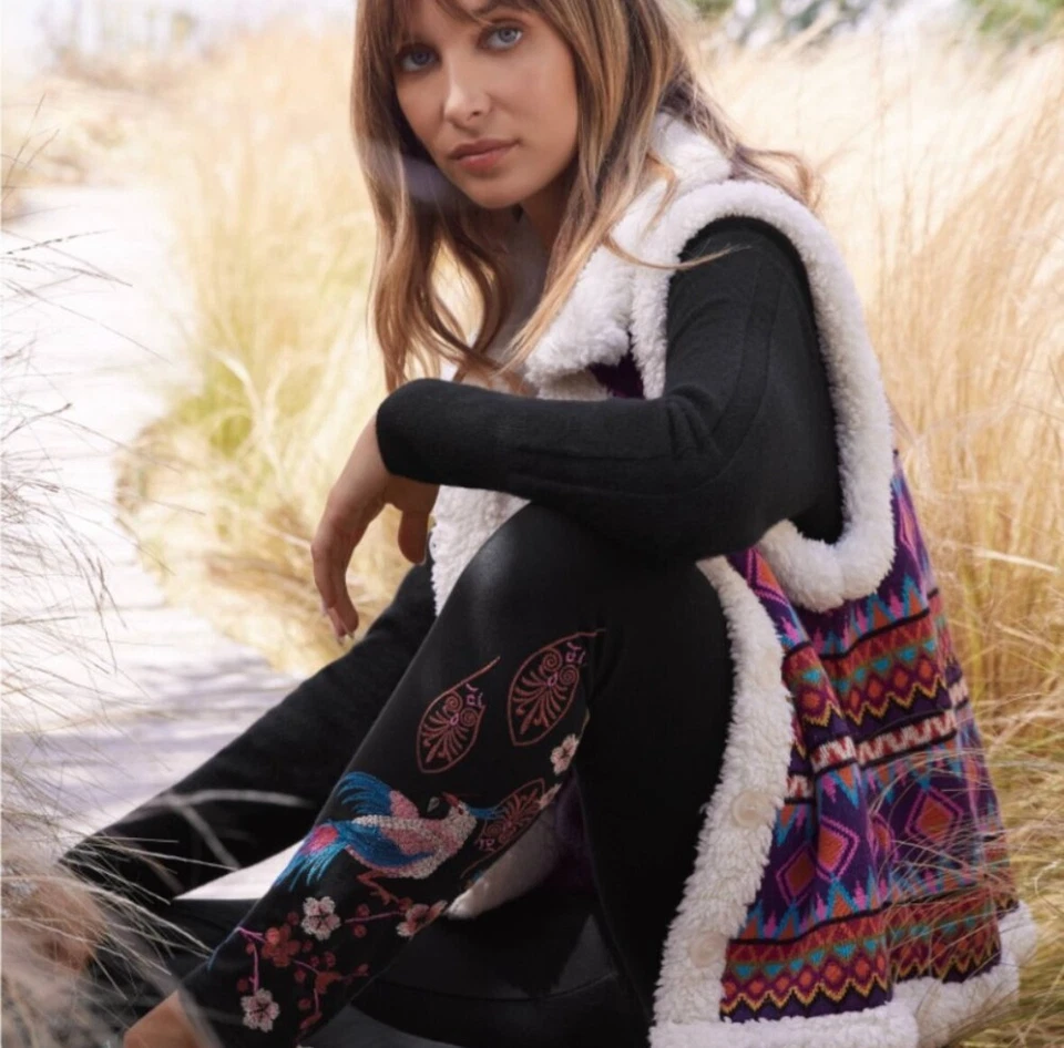 Johnny Was Vest Jacket Women Small Sherpa Alpaca Blend Aztec Navajo Yaya Boho - Image 3 of 4