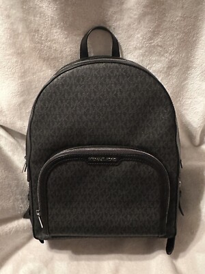 Michael Kors Abbey Jaycee Large Backpack Black Signature Bag