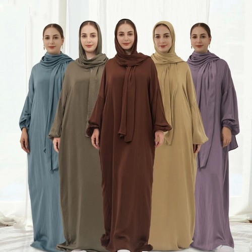 Modest Muslim Islamic Abaya Dress Arab Prayer Robe Turkey Kaftan Ramadan Gown - Picture 3 of 62