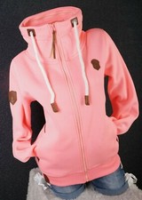 Damen Sweat Jacke Stehkragen Fleece gefüttert Übergangsjacke UNI S M L XL 2XL