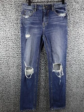 Vigoss Ace Straight Jeans Women’s 25 (Inseam 28) Blue Distressed Stretch