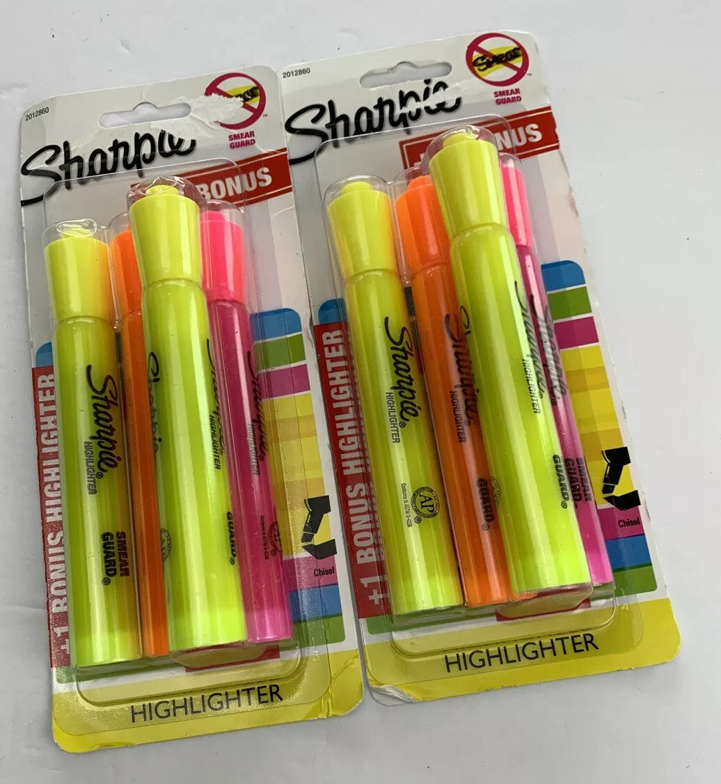 2 packs Sharpie Highlighters Smear Guard, Quick Drying, Odorless 4 Y, 2 P 2 Or-image