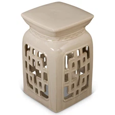 US SELLER - Blanc de Chine Key Motif Oriental Garden Stool