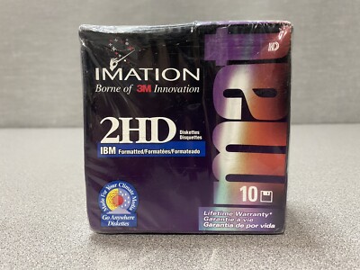 Imation 3.5'' Floppy Disks Diskettes 10 Pack IBM Formatted 1.44MB 2HD New Sealed