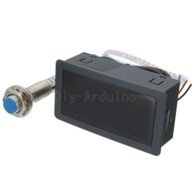 1X Green LED Tachometer Tach RPM Speed Meter With Hall Proximity Switch Sensor