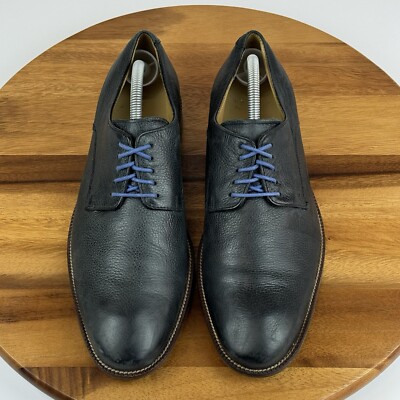 Mens Cole Haan Williams Navy Blue Pebbled Leather Plain Toe 