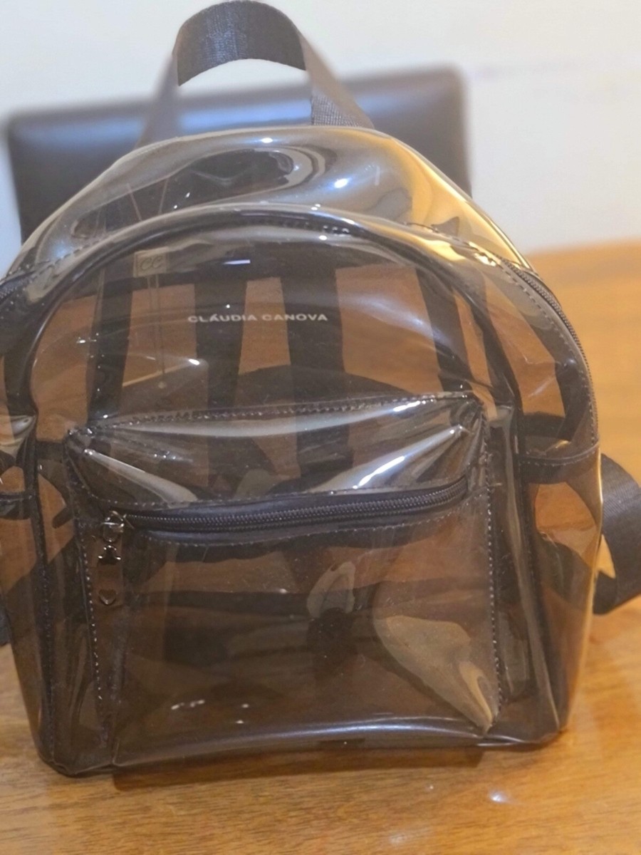 Claudia Canova Brand New See Through Backpack Black Clear UK