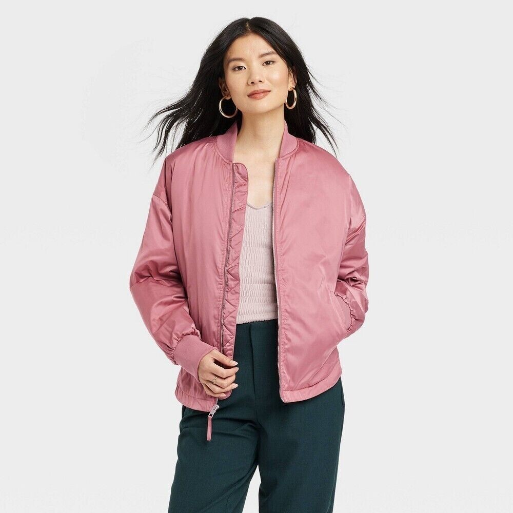 NWT NICE WOMEN'S A NEW DAY JACKET PINK BOMBER JACKET COAT 50 LARGE eBay