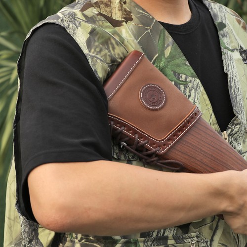 TOURBON Canvas Leather Recoil Pad Shotgun Buttstock Protector Slip-on Hunting - Picture 23 of 24