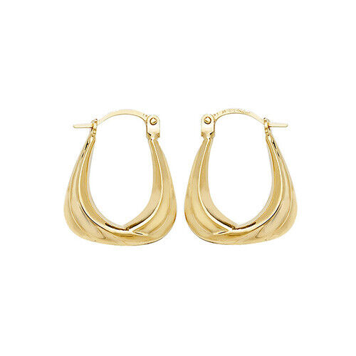 9 KT GESTEMPELT GELBGOLD HANDTASCHE GEFORMT 17 MM X 13 MM KREOLISCHE REIFEN OHRRINGE - Bild 1 von 5