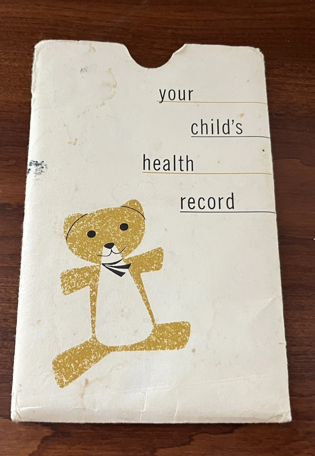 1959 Vaccine Shot Record Holder  For Baby Paper Sleeve Teddy Bear Unisex 7"