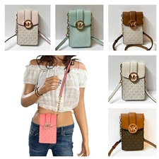 Michael Kors Carmen Small North South Phone Crossbody Shoulder Chain Bag Purse