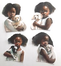 3D UPick African American Girl Puppy Dog Love Scrapbook Card Embellishment 3604
