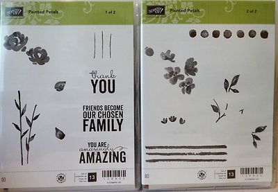 Stampin Up PAINTED PETALS Clear Mount stamps Flower floral stem ...