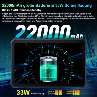 Blackview Active 8 Pro Tablet Robuste Batteria Da 22000 MAh Android 13 Display Da 10,36 "2.4K 16 GB 256 GB Helio G99 48 MP Fotocamera Tablet PC - Foto 8