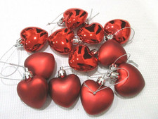 12 Valentines Day SHINY  MATTE Red Hearts 2" Christmas Tree Ornaments Decor