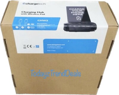 ChargeTech CT-300017 Black Wireless Charging Hub CHW2 With Pad