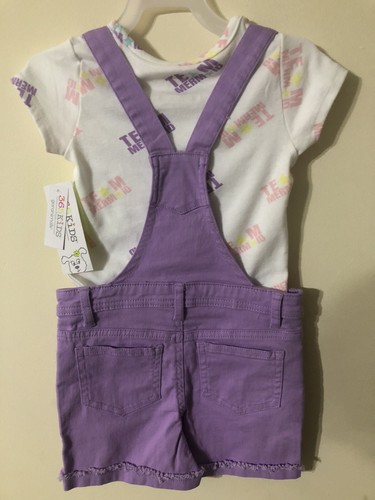 NWT Kids 365 Shell Romper Set Purple Shorts With Shells And White Top Size 4 - Picture 6 of 8