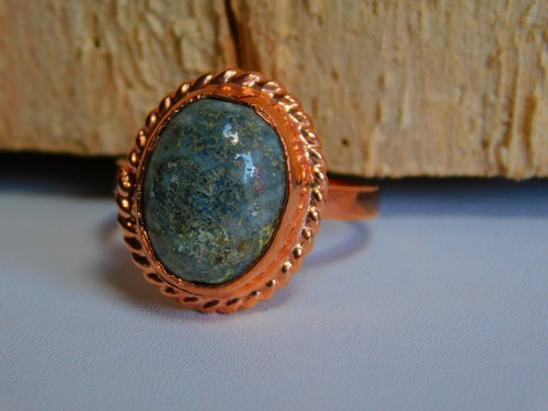 Fine Copper Designer Women's Ring Unpolished Lapis Lazuli Stone Ring US"7.25 - Picture 4 of 5