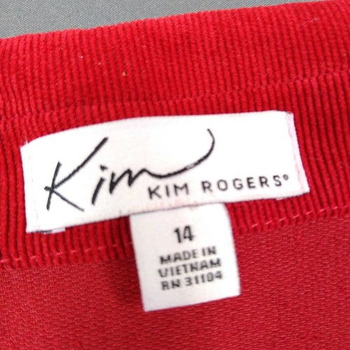 NWT 14 size Women's Career Jacket Kim Rogers Button Front Red Corduroy - Picture 4 of 7