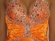 STUNNING JASZ COUTURE PROM DRESS FORMAL GOWN  SHAWL ORANGE 4