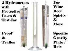 2 pk Hydrometer w/ 12" Test Jar Kit - Proof & SG Wine Beer Distilling Moonshine 