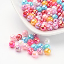 100pcs Mixed Color AB Color Round Acrylic Beads Jewelry Findings 6mm hole 1mm