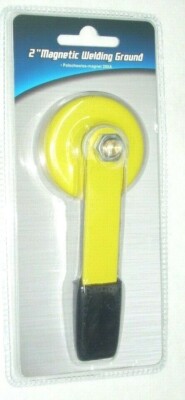 2'' Magnetic Welding Ground Clamp w Lift Handle 200A Cap 1/2'' Stud Bolt Hi-Vis