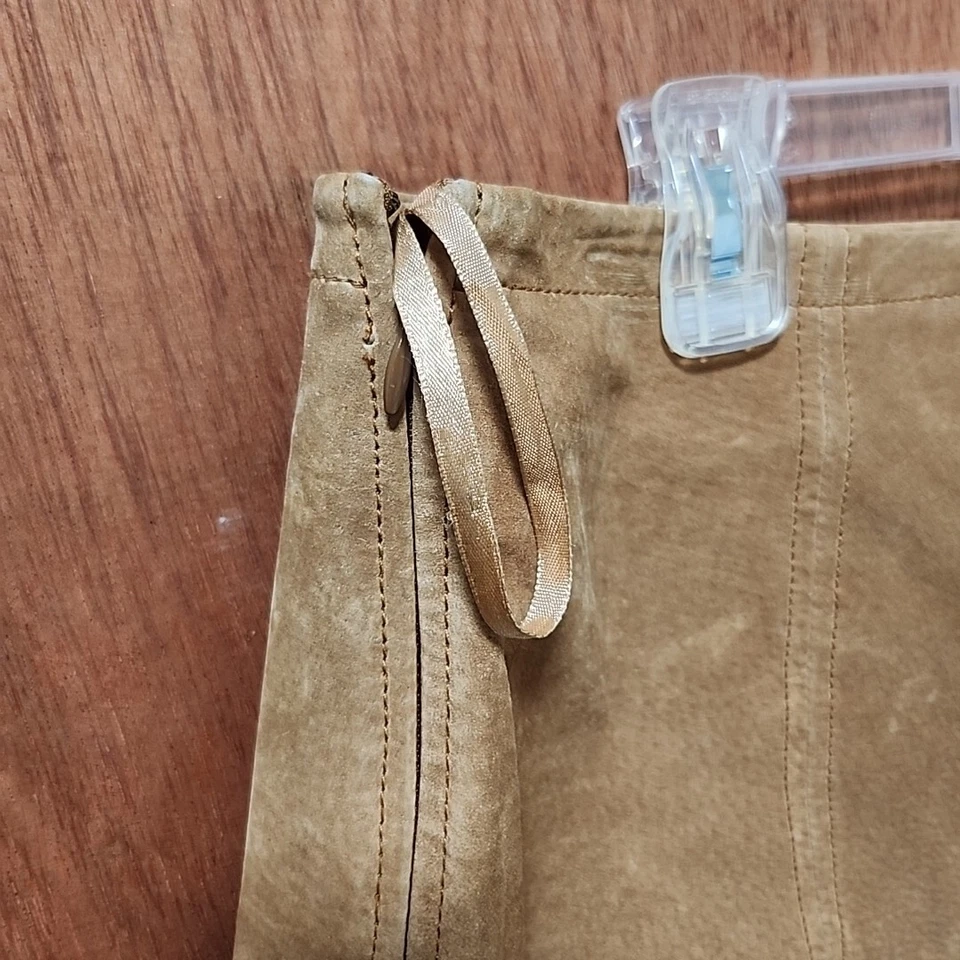 Falda midi forrada tostada con cremallera lateral MONTEREY BAY de cuero para mujer talla 16 Foto 3 de 4