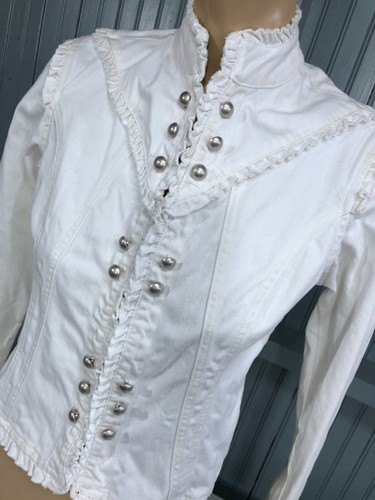 Star Jeans Cotton White Medium Ladies Short Fashion Jacket Blazer - Picture 2 of 12