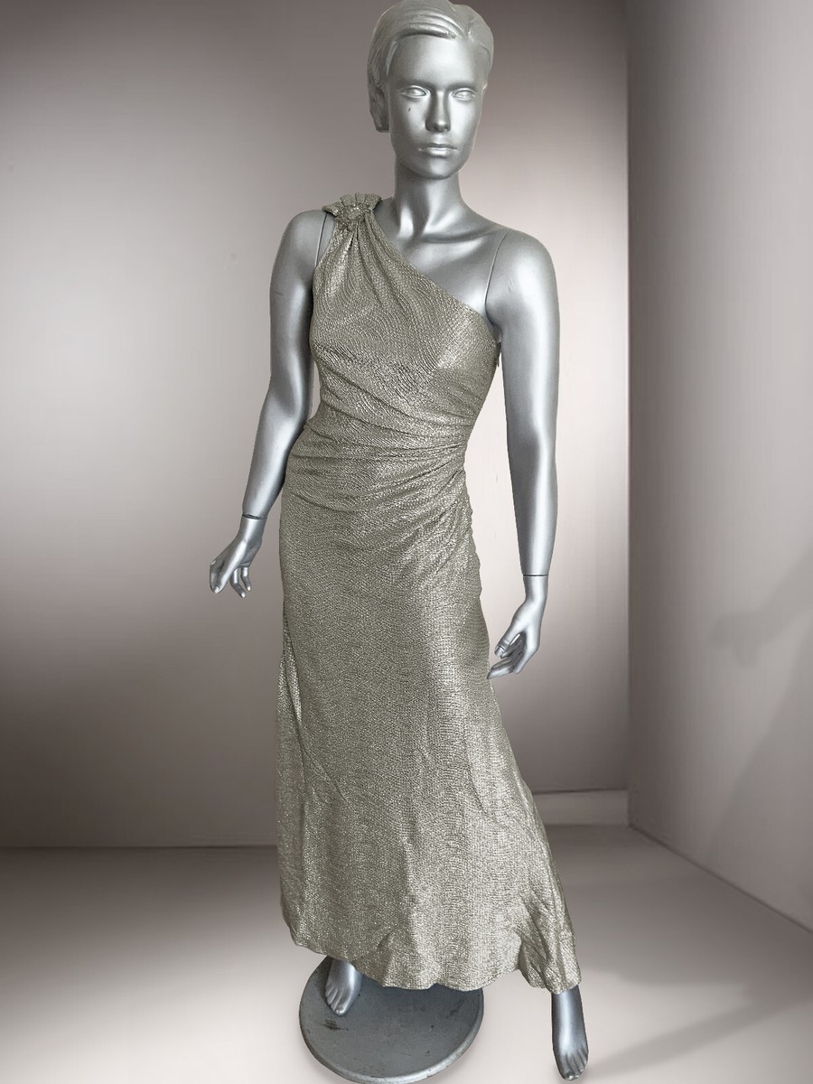 david meister one shoulder metallic dress David Meister One Shoulder Metallic Gown & more