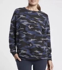 Athleta Blue Camo Studio to Street Sweatshirt Top Size Large
