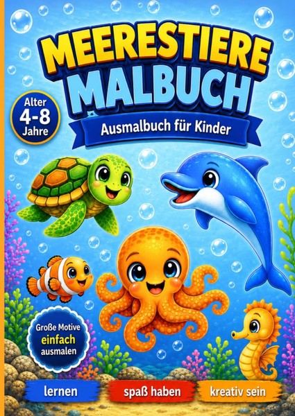 Malbuch Meerestiere FüR Kinder Ab 4 Jahren – Ausmalbuch Unterwasserwelt 25 Tiere-image