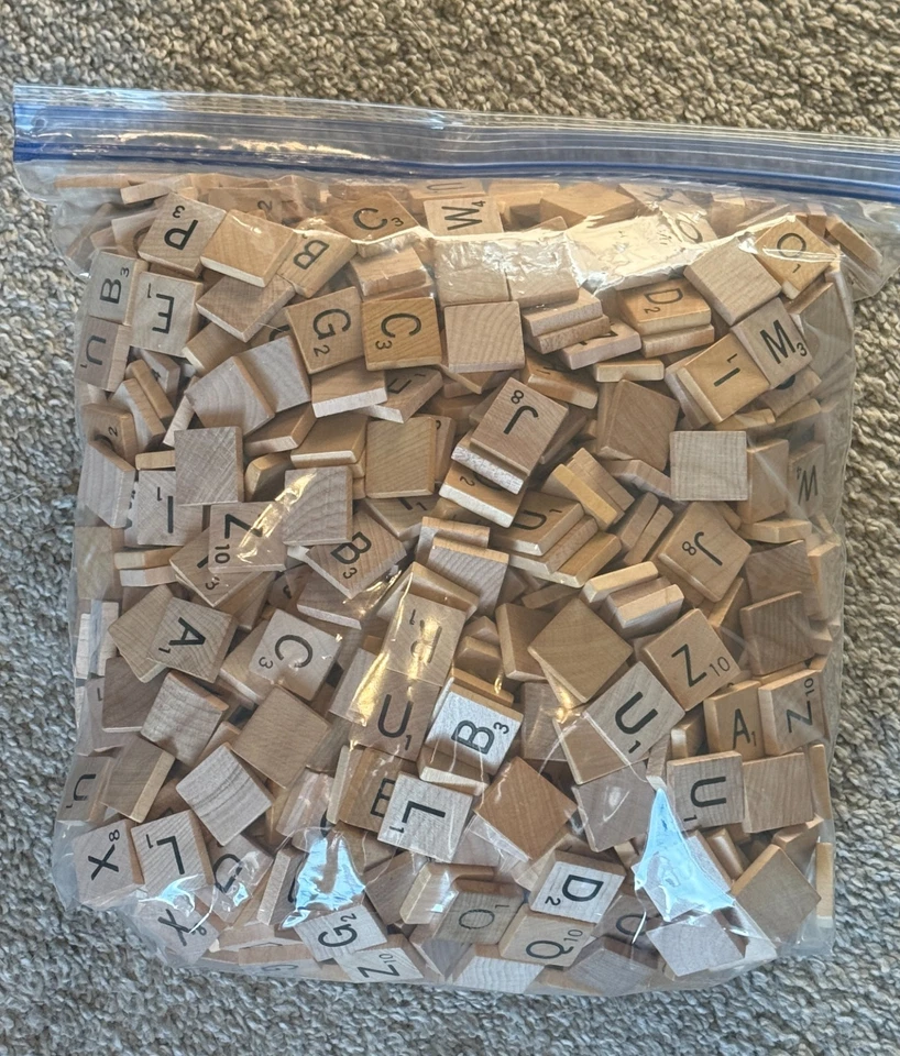 Lote de 3 libras de azulejos de scrabble - azulejos de madera (mixtos - vintage/modernos) artes y manualidades Foto 2 de 3