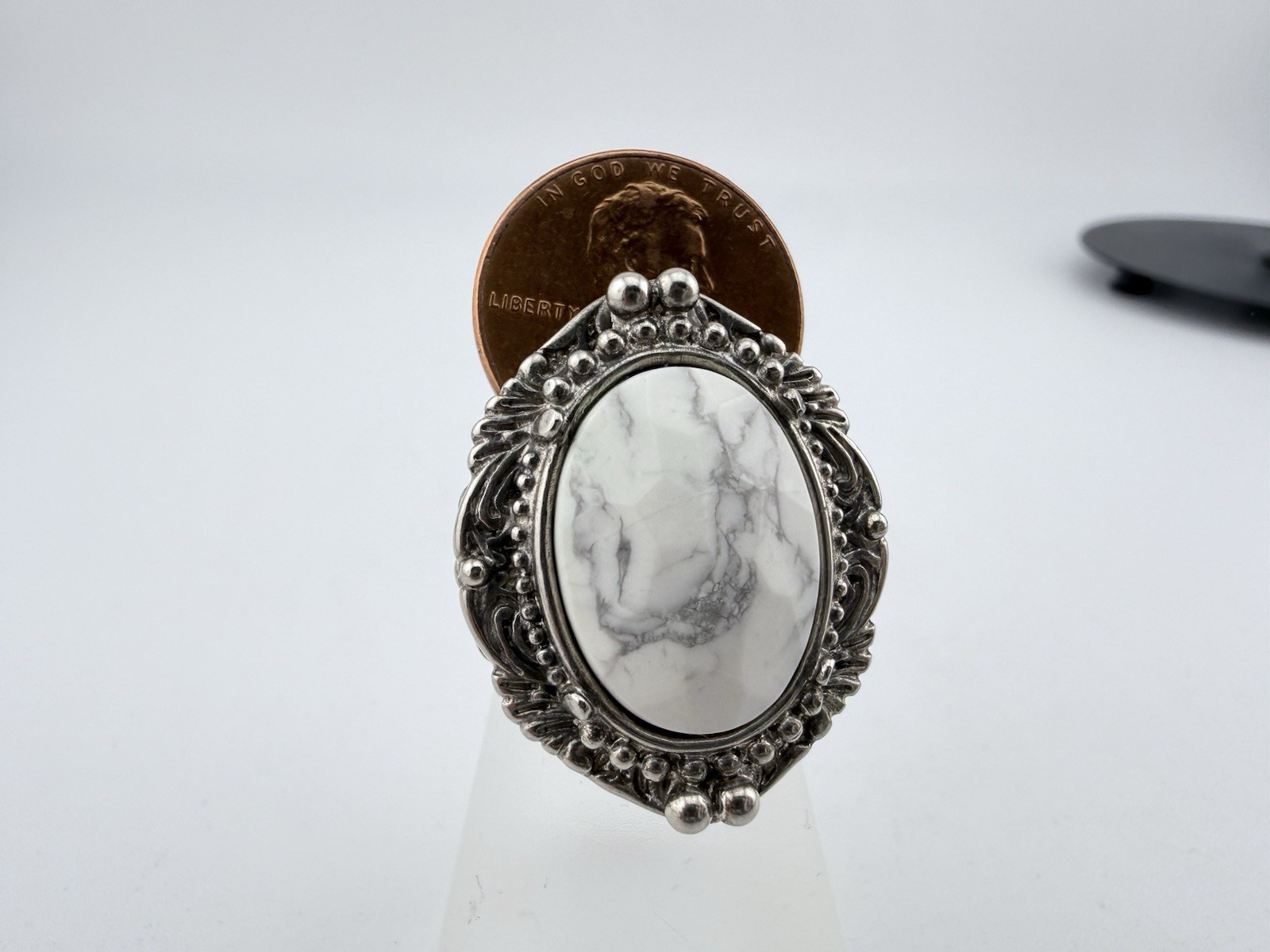 SORRELLI SILVERTONE MARBLE ADJUSTABLE RING K472D - image 2