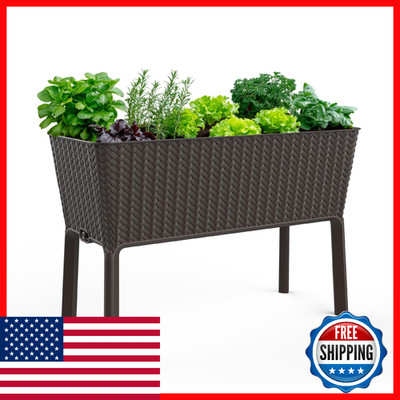 Keter Splendor 31.7 Gallon Raised Garden Bed Self Watering Planter And Drainage