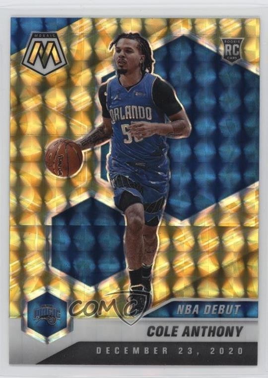2020-21 Panini Mosaic NBA Debut Reactive Yellow Prizm Cole Anthony #268 12ec