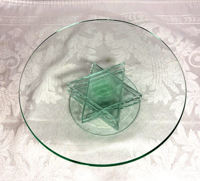 Vintage Glass Cake Plate Star Of David Stacked Prima Donna Judaica Shabbat 7.75''