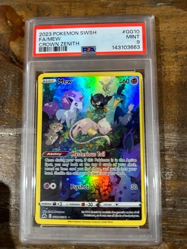 POKEMON 2023 SWSH Crown Zenith Full Art MEW #GG10 PSA 9 Mint RARE