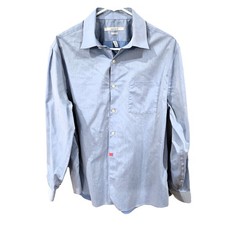 Perry Ellis Sz Large Mens Blue Classic Fit Long Sleeve Dress Shirt