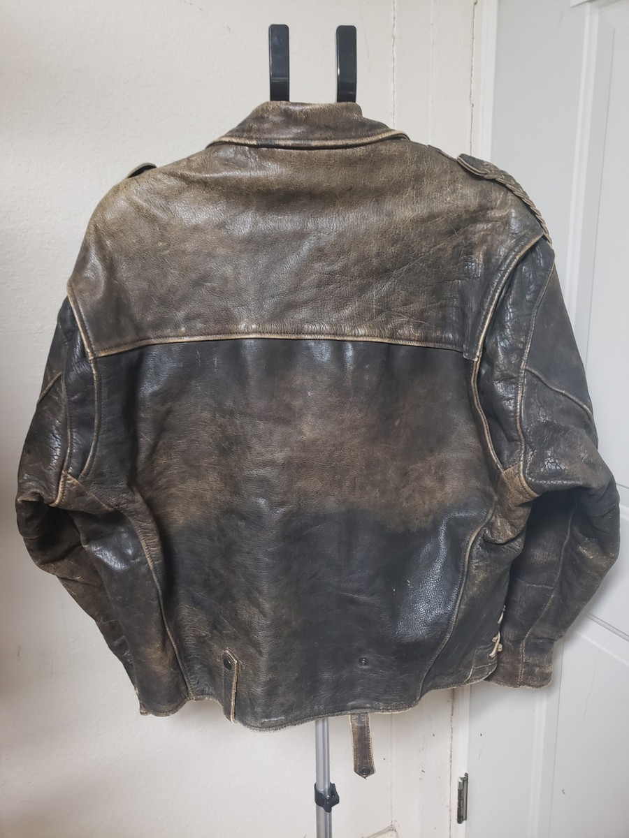 Vintage 80's Ripples Leather Jacket Biker Grunge Mens Large | eBay
