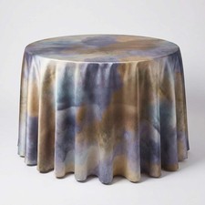 Navy Iridescent Satin Wedding Tablecloth Aquarium Polyester Dining Cover