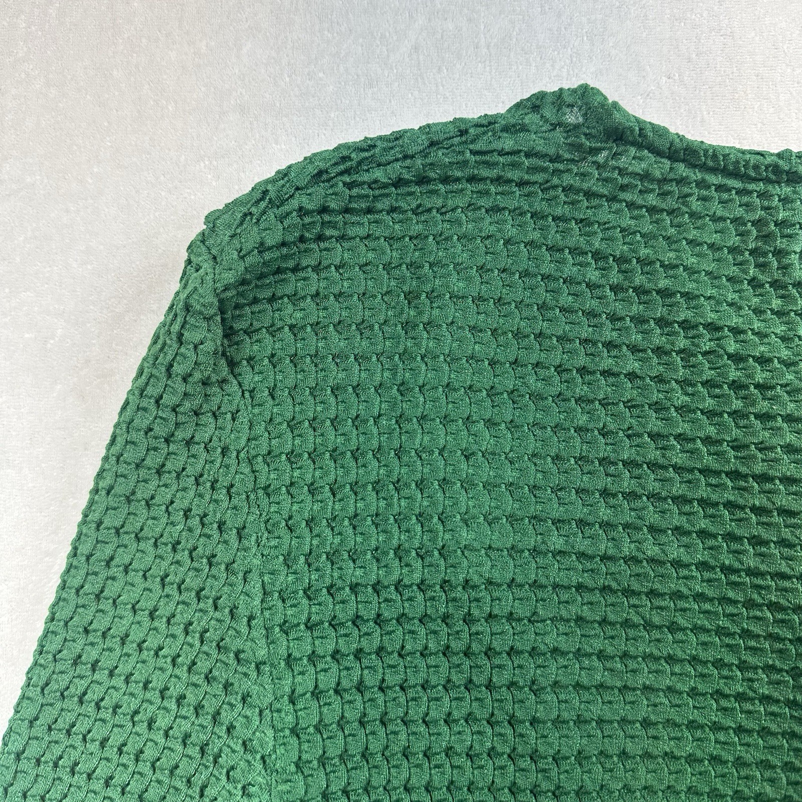Manière De Voir Green Waffle Knit Cutout Bodysuit Long Sleeve Snap Front Women 6 image 10