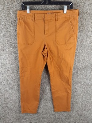 Old Navy Pixie Crop Utility Chino Pant Womens 12 Mustard Yellow Mid Rise Stretch