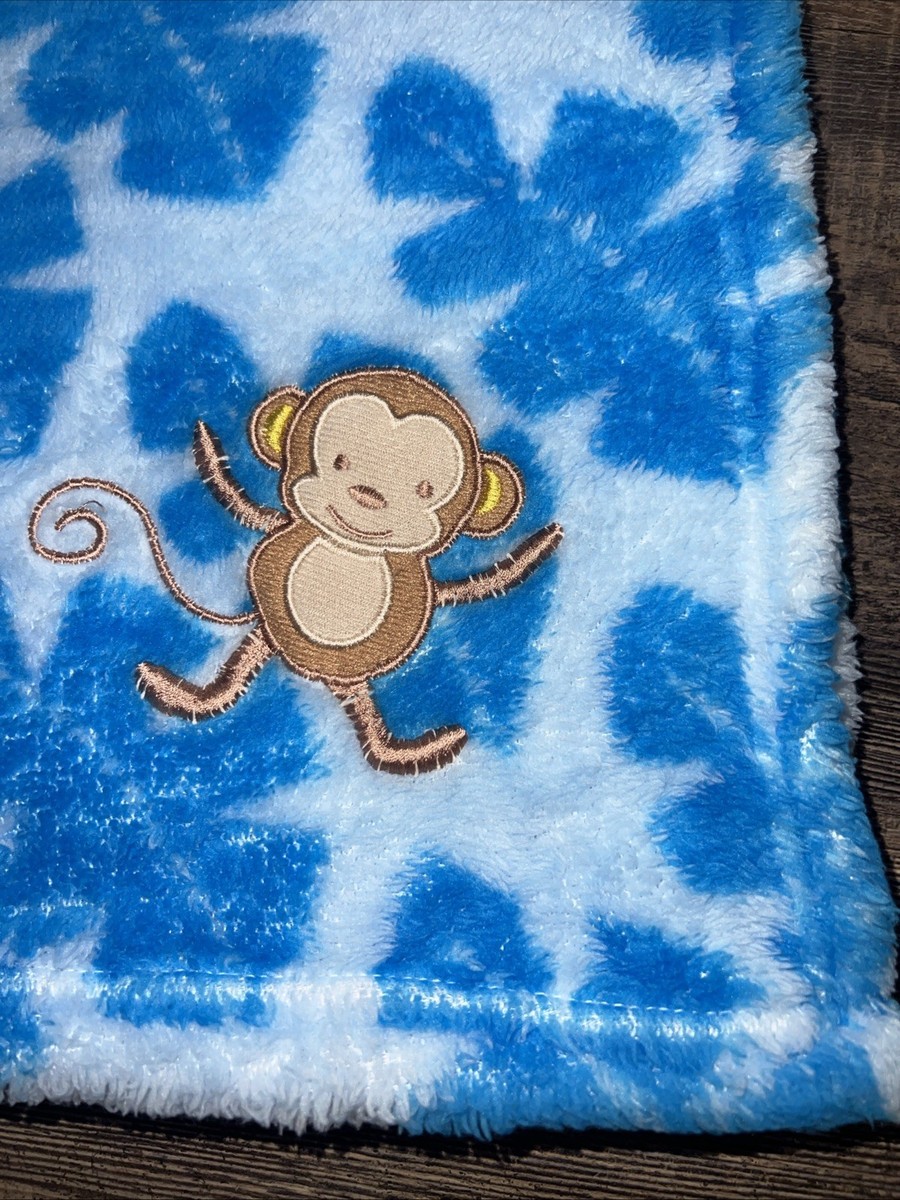 RN 67227 Tan Brown Monkey Blue Leaf/Leaves Baby Blanket/Lovey HTF