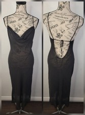 Victorias Secret Midi Slip Dress M 100 SILK Sheer Scoop Neck Strappy Open Back