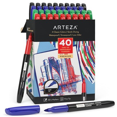 40 PCS Colored Permanent Markers Fine Tip Paint Pens Art Sketch Drawing Set